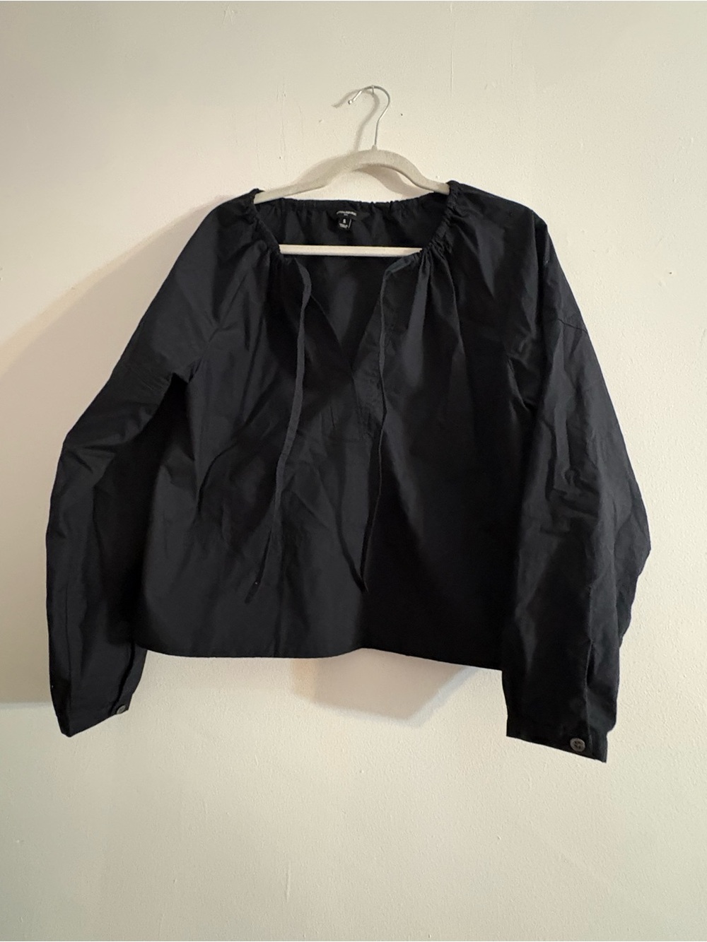 Banana Republic Black Tie-Neck  poplin top